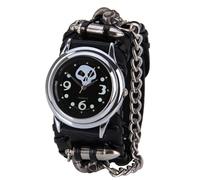Reloj de Calavera de muñeca Mujer Brazalete Pulsera Punk Hombres Gothic Rock Reloj de Hombre Cute Mm Christmas Mm Banda (Black-B, One Size)