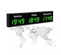 Reloj de ciudad montado en la pared con 4 zonas horarias, cambio de tiempo, electrónico, LED, digital, múltiples zonas horarias, relojes para empresas multinacionales, hoteles, oficinas