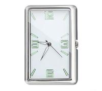 Reloj de coche con cristal rectangular con reloj de cuarzo digital, escala y números claros, calcomanías aleatorias y abrazadera de boquilla para montaje (póster blanco)