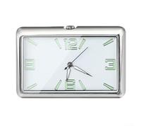 Reloj de coche con cristal rectangular con reloj de cuarzo digital, escala y números claros, calcomanías aleatorias y abrazadera de boquilla para montaje (White Parade)