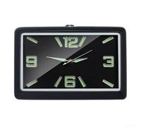 Reloj de coche con cristal rectangular, mecanismo digital de cuarzo, calcomanías aleatorias para coche y abrazadera de tobera para una fácil instalación en el salpicadero (negro desfile)