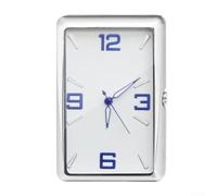 Reloj de coche con cristal rectangular, mecanismo digital de cuarzo, calcomanías aleatorias para coche y abrazadera de tobera para una fácil instalación en el salpicadero (montaje clásico)