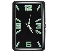 Reloj de coche con espejo rectangular de cristal y movimiento de cuarzo, pantalla digital fácil de leer con calcomanías y abrazadera para la instalación (póster negro)