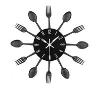 Reloj de Cocina Efecto Espejo con diseño de Cuchara, Tenedor, cubertería, Adhesivo Extraible en 3D para decoración del hogar