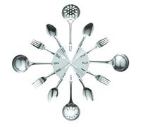 Reloj de Cocina Efecto Espejo con diseño de Cuchara, Tenedor, cubertería, Adhesivo Extraible en 3D para decoración del hogar (Plateado)