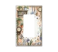 Reloj de cocina individual para interruptor de luz, rústico, vintage, flores, hierbas, primavera, plástico, tamaño estándar, placa decorativa para sala de estar, dormitorio, decoración de oficina en
