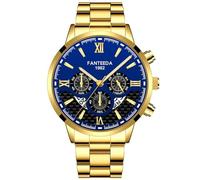Reloj de cuarzo analógico para hombre esfera grande escala romana negocios casual moda calendario creativo reloj con correa de acero, L