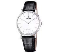 Festina Swiss Made Reloj Hombre Analógico de Cuero Negro | Movimiento de Cuarzo, Cristal Zafiro de Alta Resistencia, Resistente al Agua 5 ATM Elegante F20012/1 Classic Leather