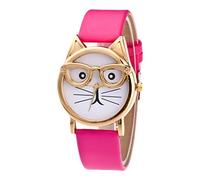 Reloj de cuarzo con esfera de gato para mujer ciega, hot pink, talla única