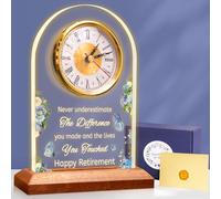 Reloj de cuarzo iluminado, regalo de jubilación para mujeres y hombres, reloj de escritorio de cuarzo de jubilación con base de madera LED, regalos para compañeros de trabajo, regalo de despedida,