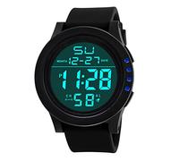 Reloj de cuarzo LED para hombre, digital, deportivo, moderno, altímetro y barómetro, azul, talla única