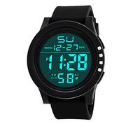 Reloj de cuarzo LED para hombre, digital, deportivo, moderno, altímetro y barómetro, blanco, talla única