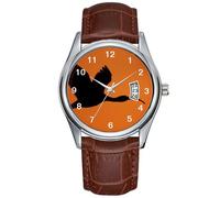Reloj de cuarzo para hombre, casual, impermeable, con fecha, clásico, de negocios, de cuero marrón, Navidad, reloj de pulsera The Beauty of Curves, Marrón, Comercial