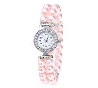 Reloj de cuarzo para hombre, fácil de leer, correa de perla, correa de perla, reloj casual de moda para mujer, reloj de 36 mm, rosa, talla única