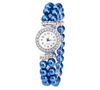 Reloj de cuarzo para hombre, fácil de leer, correa de perla, correa de perla, reloj casual de moda para mujer, reloj de 36 mm, azul, talla única, pulsera