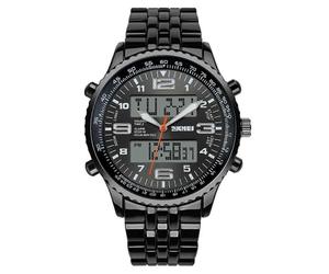 Reloj de cuarzo para hombre, resistente al agua, de acero inoxidable, clásico, analógico, digital, para