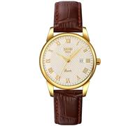 Reloj de cuarzo para hombre y mujer, con números romanos, casual, a la moda, analógico, clásico, calendario, fecha, ventana, 30 m, impermeable, cómodo, relojes de cuero, Mujer dorada y plateada