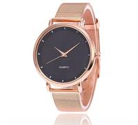 Reloj de cuarzo para mujer con correa de malla ultrafina en escala minimalista para un ajuste cómodo y perfecto en la muñeca, Negro , Pulsera