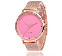 Reloj de cuarzo para mujer con correa de malla ultrafina en escala minimalista para un ajuste cómodo y perfecto en la muñeca, Rosa, Pulsera