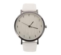 Reloj de cuarzo para mujer, elegante correa de cuero ultrafina, números pequeños minimalistas y madera, esfera de grano, blanco, versátil para el uso diario y trajes a juego, elegante reloj de mujer