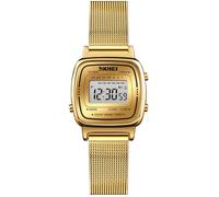 Reloj de cuarzo para mujer, ultrafino, hermoso, simple, pequeño, esfera pequeña, pulsera de malla de acero, Dorado, Relojes digitales de cuarzo