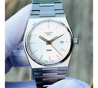 Tissot PRX - Reloj Unisex de Cuarzo con Caja de Acero Inoxidable 316L de 35 mm, Color Gris, Acero Inoxidable, 11 (T1372101103100)