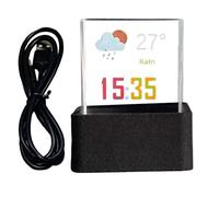 Reloj de cubo 3D con WiFi, pantalla holográfica transparente para escritorio, dispositivo digital meteorológico en tiempo real, electrónica ABS compacta, construcción versátil con álbum de fotos y