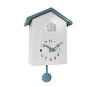 Reloj de cuco, moderno reloj de pared de cuco, reloj de pájaro cuco alimentado por pilas con movimiento de péndulo, montado en la pared, visualización de hora musical, modo silencioso nocturno (blanco
