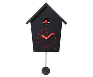 Reloj de Cuco REIHENHAUS con Péndulo Reloj de Pared, Reloj Moderno Bosque Negro, 28.3 × 22.8 × 10.4cm, Reloj de Péndulo con Función de Sueño Nocturno, Piar de Pájaros, Voz de Pájaro