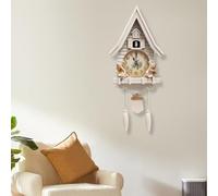 Reloj de cuco Reloj de pared Decoración Vintage Reloj de Cuco Relojes de Cuco Tallado Escena de Casa de Madera con Llamada de Cuco Volumen Ajustable para Hogar Salón Oficina Sin Baterías