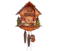 Reloj de Cuco Reloj Selva Negra 'Bebedero de Cerveza con Perro' Reloj de Pared de Madera, 17 x 23 x 26cm, Movimiento de 1 - días, Apagado Nocturno Manual