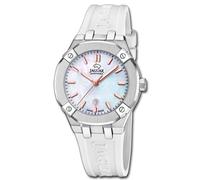 JAGUAR Reloj Mujer J1017/1 Diplomatic Caja de Acero Inoxidable 316l Plateado Correa de Caucho Blanco