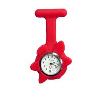 Reloj de Doctor y Enfermera Colgante Girasol de Silicona y Vidrio Rojo | Diseño Simple y Lectura Fácil, para Médico y Enfermera, Formato Bolsillo
