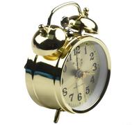 Reloj de dormitorio de 7 cm de diámetro o - Diseño de herradura reloj de escritorio de guardería Bell Strike Compact Vintage mecánico cuerda alarma con R oro metal