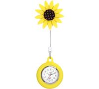 Reloj de Enfermera Colgante Portátil Girasol Amarillo para Estudiante | Diseño Simple Cierre Colgante, Silicona y Aleación de Zinc, Lectura Clara, Uso Diario