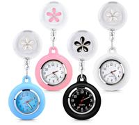 Reloj de enfermera de 4 piezas con clip retráctil - Reloj de cuarzo con bolsillo y bolsillo - Regalo para médicos, estudiantes