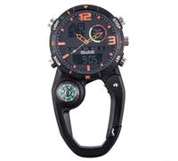 Reloj de escalada con gancho de mosquetón, pantalla luminosa, alarma, fecha, hora, para actividades al aire libre, camping, senderismo, montañismo, viajes, aventura, metal (azul)