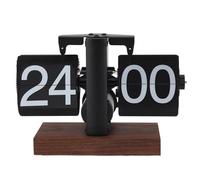 Reloj de Escritorio con Tapa Automática Vintage, Reloj de Mesa Automático de Estilo Retro Negro, Reloj de Fusión Mecánico, Reloj Despertador con Pantalla de Números Grandes para