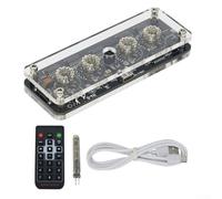 Reloj de escritorio in-8 Nixie Tube de 4 dígitos para versión avanzada con retroiluminación LED y control remoto, alimentado a través de USB, no requiere soldadura