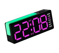 Reloj de escritorio LED de gran dígito: alarmas duales, luz ambiental y pantalla de temperatura. (D)