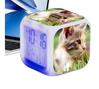 Reloj De Escritorio Para Gato Reloj De Escritorio | Reloj De Escritorio Digital Cube, Reloj Electrónico Colorido, Reloj Lindo Para Amantes De Los Gatos, Pantalla Grande Para Aula, Habitación De Inf