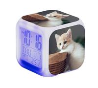 Reloj De Escritorio Para Gato Reloj De Escritorio | Reloj De Escritorio Digital Cube, Reloj Electrónico Colorido, Reloj Lindo Para Amantes De Los Gatos, Pantalla Grande Para Aula, Habitación De Inf