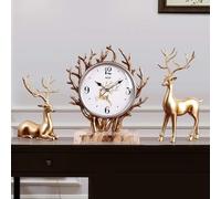 Reloj de escritorio silencioso a pilas, reloj de repisa vintage retro para decoración del hogar, reloj de estante con movimiento de cuarzo silencioso, reloj de mesa de plástico plateado para sala de