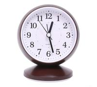 Reloj de escritorio silencioso con diseño gradual apto para despertar con base antideslizante, movimiento silencioso de menos de 10 dB, carcasa ABS para oficina en casa (marrón)