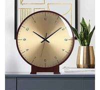 Reloj de escritorio silencioso vintage, funciona con pilas, decoración de chimenea de madera rústica para sala de estar, reloj de chimenea de cuatro estantes para estética del hogar