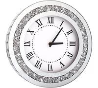 Reloj de espejo redondo plateado de 12 pulgadas, reloj de pared con espejo de cristal brillante para decoración de pared, espejo de cristal plateado, decoración del hogar. Batería AA no incluida.