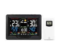 Reloj de estación meteorológica Digital, medidor de temperatura y humedad for interiores y exteriores, pronóstico del tiempo, reloj de mesa electrónico inalámbrico Pantalla grande(Nero)