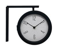 Reloj de estación Relaxdays, Doble Cara, 25 x 28 cm, Funciona con Pilas, analógico, sin Ruidos, Negro
