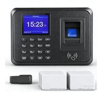 Reloj de Fichar Biométrico 3 en 1 - Control Horario para Empleados con Huella Dactilar, Tarjeta RFID y Código PIN - Máquina de Asistencia para Pequeñas Empresas, Sin Cuotas Mensuales, Español