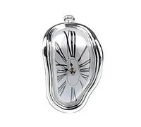Reloj de fusión, reloj retorcido vintage creativo, esfera de números romanos, reloj Salvador Dali, reloj divertido con personalidad, for decoración en casa, oficina, estante, escritorio ( Color : Silv